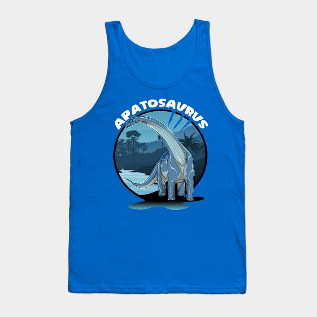 Apatosaurus Dinosaur Design With Background Tank Top by Terra Fossil Merch